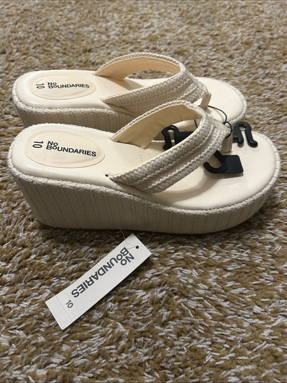 No Boundaries Cream Braided Platform Flip Flops